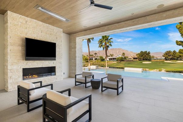Exterior, Fireplace, Pool, Recessed Lighting