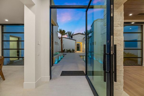 Glass Ceilings, Interior, Recessed Lighting, Wood Texture Flooring