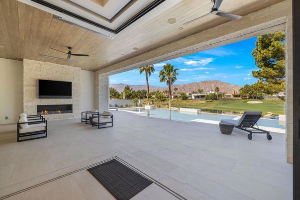 Exterior, Fireplace, Pool, Recessed Lighting