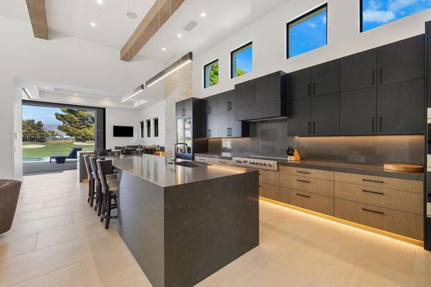 Interior, Kitchen, Pendant Lights, Recessed Lighting, Stainless Steel Appliances, Wooden Beams