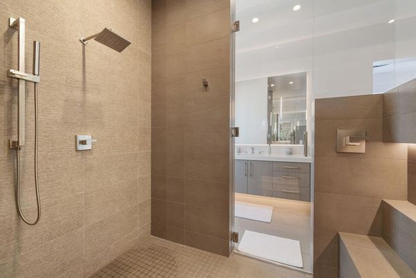 Bathroom, Glass Shower, Interior, Recessed Lighting