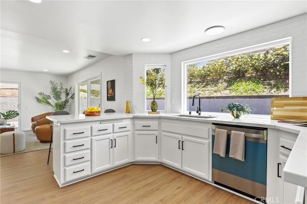Interior, Kitchen, Recessed Lighting, Wood Texture Flooring