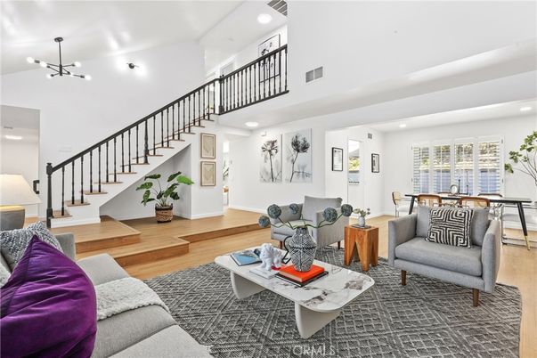 Dining room, Interior, Living room, Pendant Lights, Recessed Lighting, Wood Texture Flooring