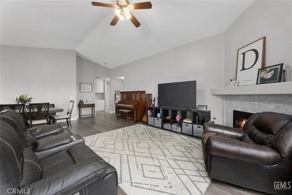 Dining room, Fireplace, Interior, Living room, Piano, Wood Texture Flooring