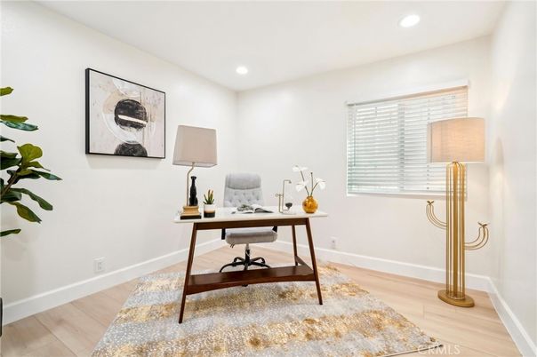 Home Office, Interior, Recessed Lighting, Wood Texture Flooring