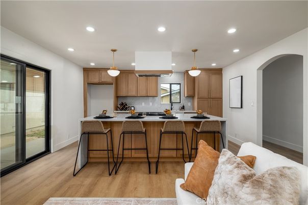 Interior, Kitchen, Pendant Lights, Recessed Lighting, Wood Texture Flooring