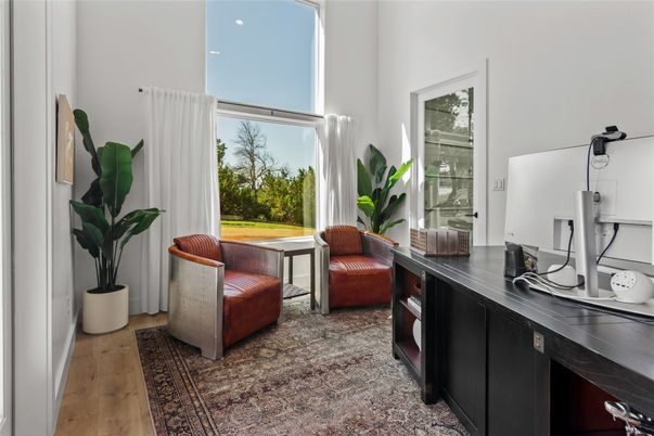Home Office, Interior, Recessed Lighting, Wood Texture Flooring
