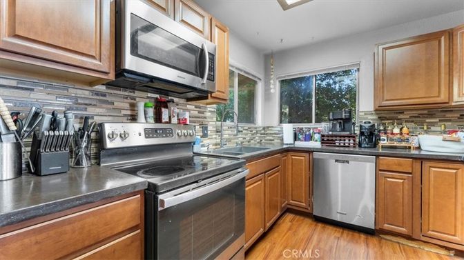 Interior, Kitchen, Stainless Steel Appliances, Wood Texture Flooring