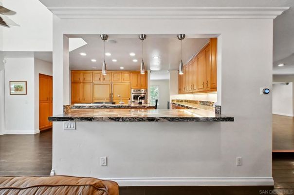 Interior, Kitchen, Pendant Lights, Recessed Lighting, Wood Texture Flooring