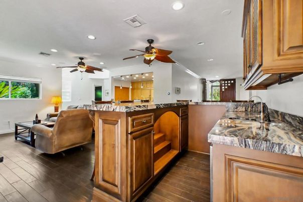 Interior, Kitchen, Living room, Recessed Lighting, Wood Texture Flooring