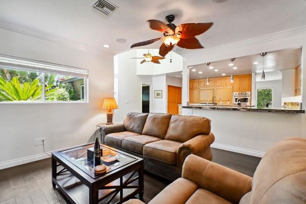Interior, Kitchen, Living room, Recessed Lighting, Stainless Steel Appliances, Wood Texture Flooring