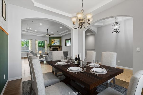 Chandelier, Dining room, Fireplace, Interior, Living room, Pendant Lights, Recessed Lighting