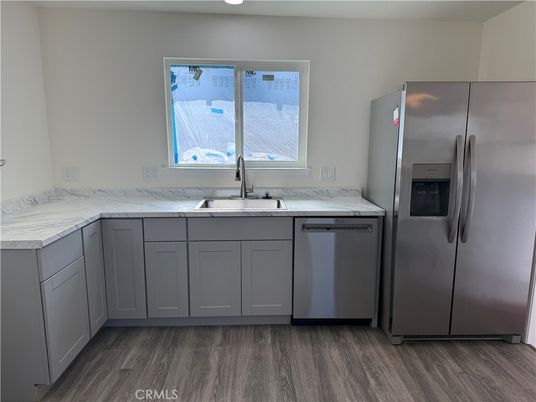 Interior, Kitchen, Stainless Steel Appliances, Wood Texture Flooring