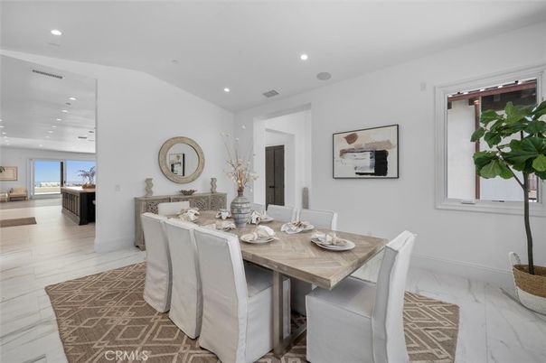 Dining room, Interior, Marble, Recessed Lighting