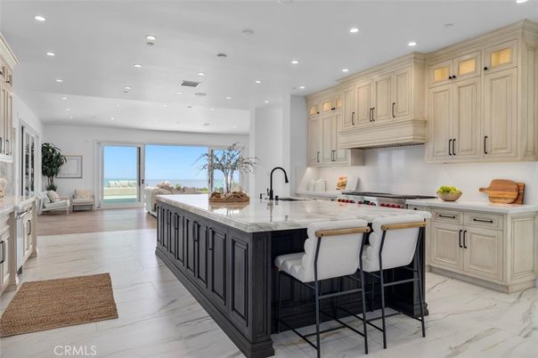 Interior, Kitchen, Living room, Marble, Recessed Lighting, Stainless Steel Appliances, Water