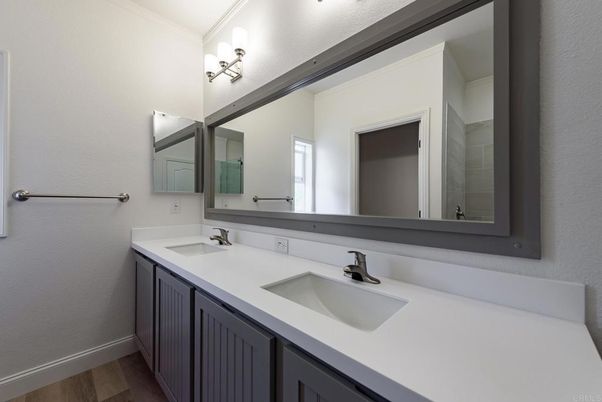 Bathroom, Dual Sink Vanities, Interior, Wood Texture Flooring