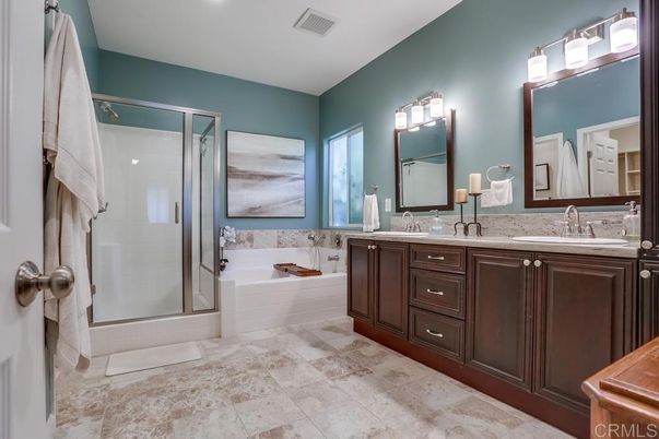 Bathroom, Dual Sink Vanities, Glass Shower, Interior, Recessed Lighting