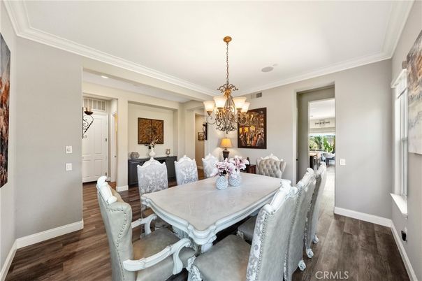 Chandelier, Dining room, Interior, Wood Texture Flooring