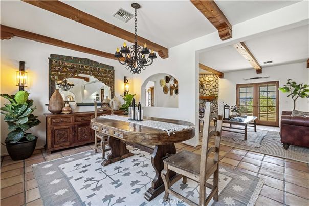 Chandelier, Interior, Wooden Beams