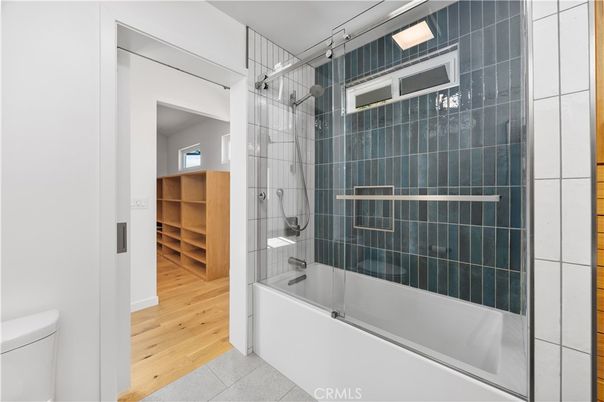 Bathroom, Glass Shower, Interior, Wood Texture Flooring