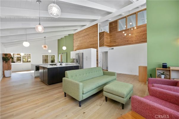 Interior, Kitchen, Living room, Pendant Lights, Wood Texture Flooring