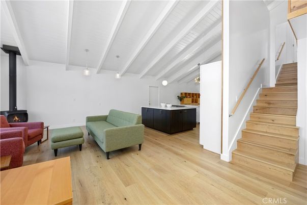 Fireplace, Interior, Pendant Lights, Wood Texture Flooring