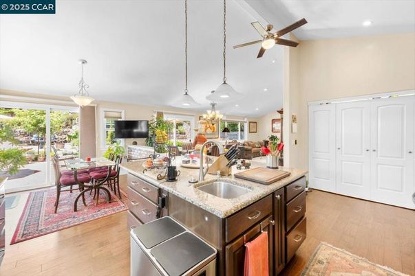 Chandelier, Dining room, Interior, Pendant Lights, Recessed Lighting, Wood Texture Flooring