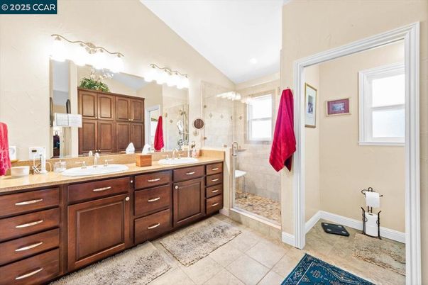 Bathroom, Dual Sink Vanities, Glass Shower, Interior, Recessed Lighting