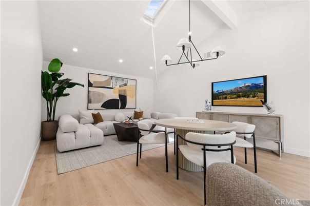 Chandelier, Dining room, Interior, Living room, Recessed Lighting, Wood Texture Flooring