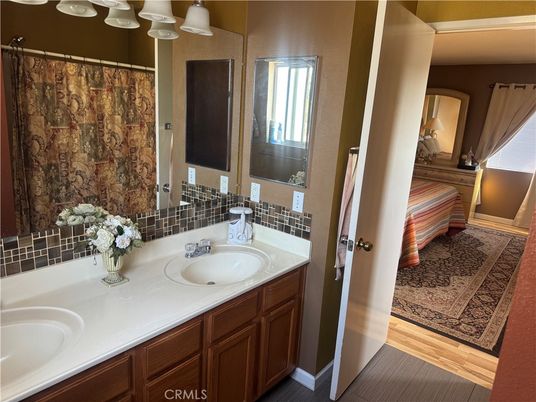 Bathroom, Dual Sink Vanities, Interior, Wood Texture Flooring