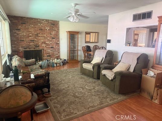 Fireplace, Interior, Living room, Stone Walls, Wood Texture Flooring