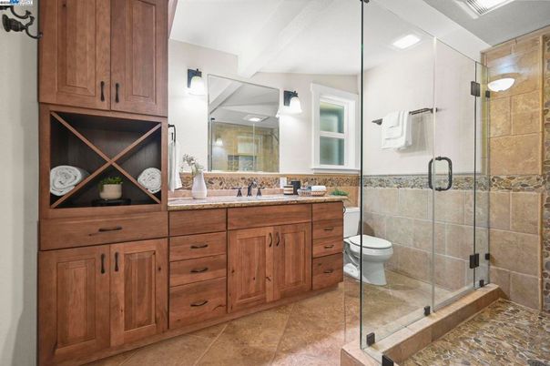 Bathroom, Dual Sink Vanities, Glass Shower, Interior, Recessed Lighting