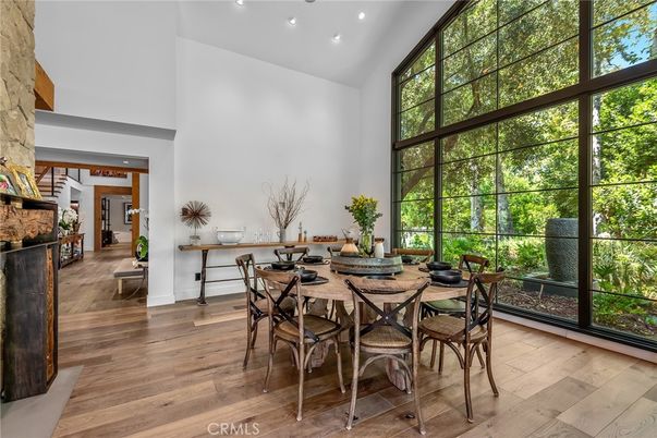 Dining room, Interior, Recessed Lighting, Wood Texture Flooring