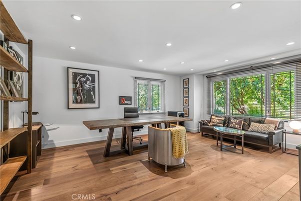 Home Office, Interior, Recessed Lighting, Wood Texture Flooring