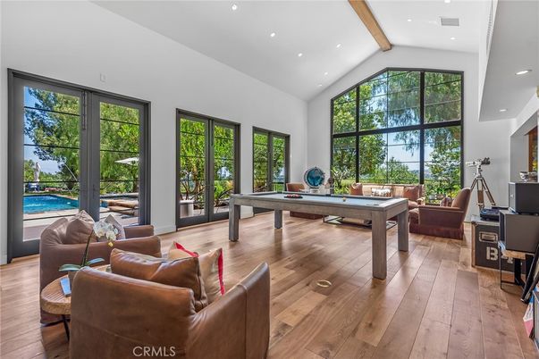 Billiard Table, Game Room, Interior, Living room, Recessed Lighting, Wood Texture Flooring