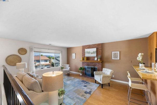 Dining room, Fireplace, Interior, Living room, Wood Texture Flooring