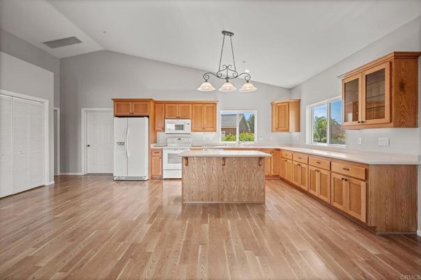 Chandelier, Interior, Kitchen, Pendant Lights, Wood Texture Flooring
