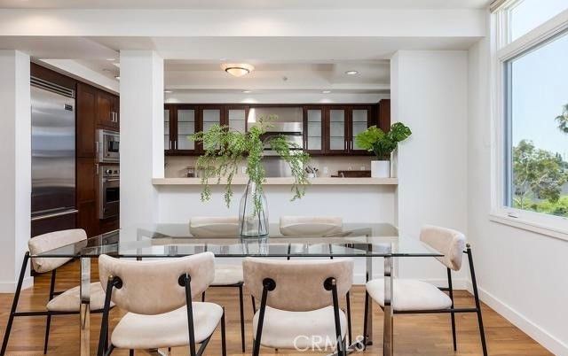 Dining room, Interior, Kitchen, Recessed Lighting, Stainless Steel Appliances, Wood Texture Flooring