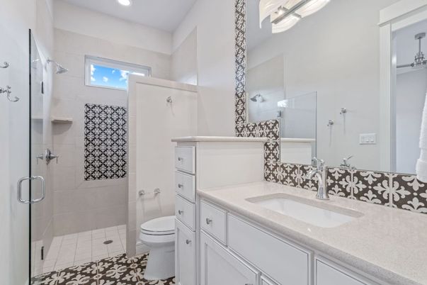 Bathroom, Glass Shower, Interior, Recessed Lighting