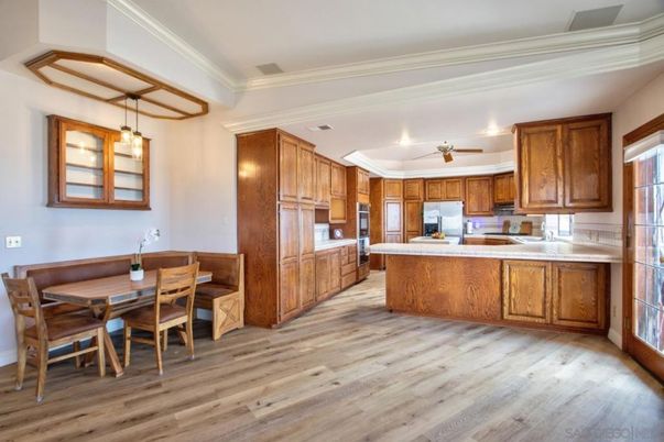 Dining room, Interior, Kitchen, Pendant Lights, Wood Texture Flooring