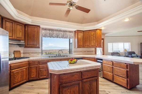 Interior, Kitchen, Living room, Recessed Lighting, Tile Countertops, Wood Texture Flooring