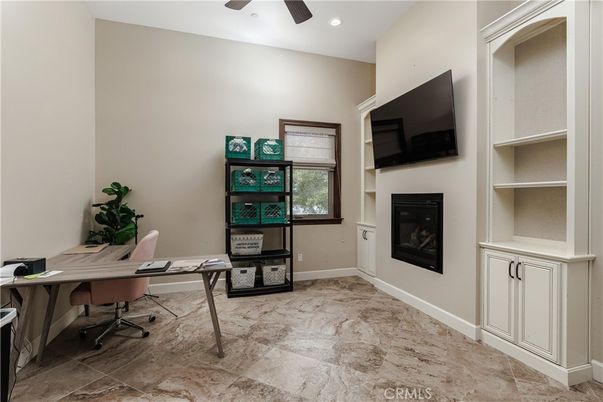 Fireplace, Home Office, Interior, Recessed Lighting