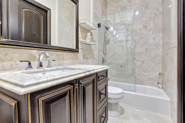 Bathroom, Glass Shower, Interior, Marble Walls
