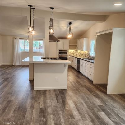 Interior, Kitchen, Pendant Lights, Recessed Lighting, Wood Texture Flooring