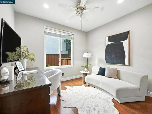 Home Office, Interior, Recessed Lighting, Wood Texture Flooring