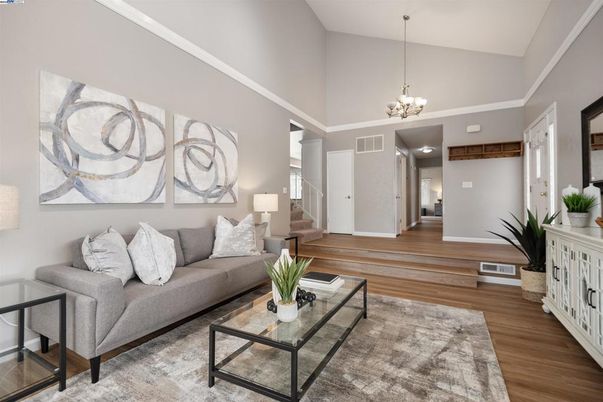 Chandelier, Interior, Living room, Pendant Lights, Wood Texture Flooring