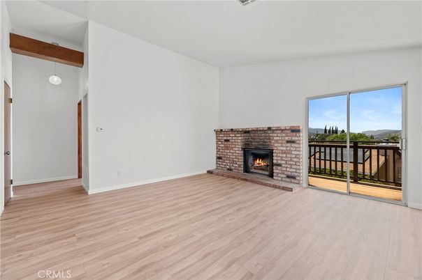 Fireplace, Interior, Pendant Lights, Wooden Beams, Wood Texture Flooring