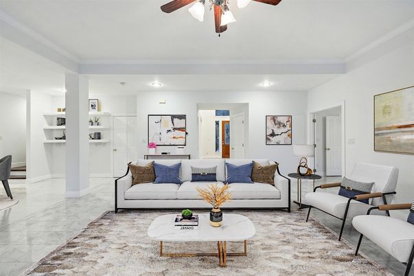 Interior, Kitchen, Living room, Marble, Recessed Lighting