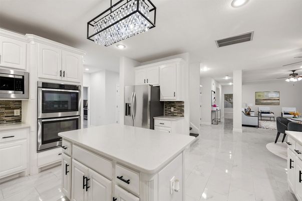 Interior, Kitchen, Living room, Marble, Recessed Lighting, Stainless Steel Appliances