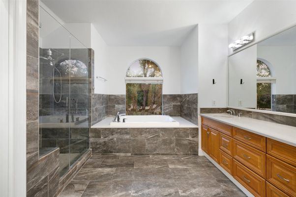 Bathroom, Dual Sink Vanities, Glass Shower, Interior